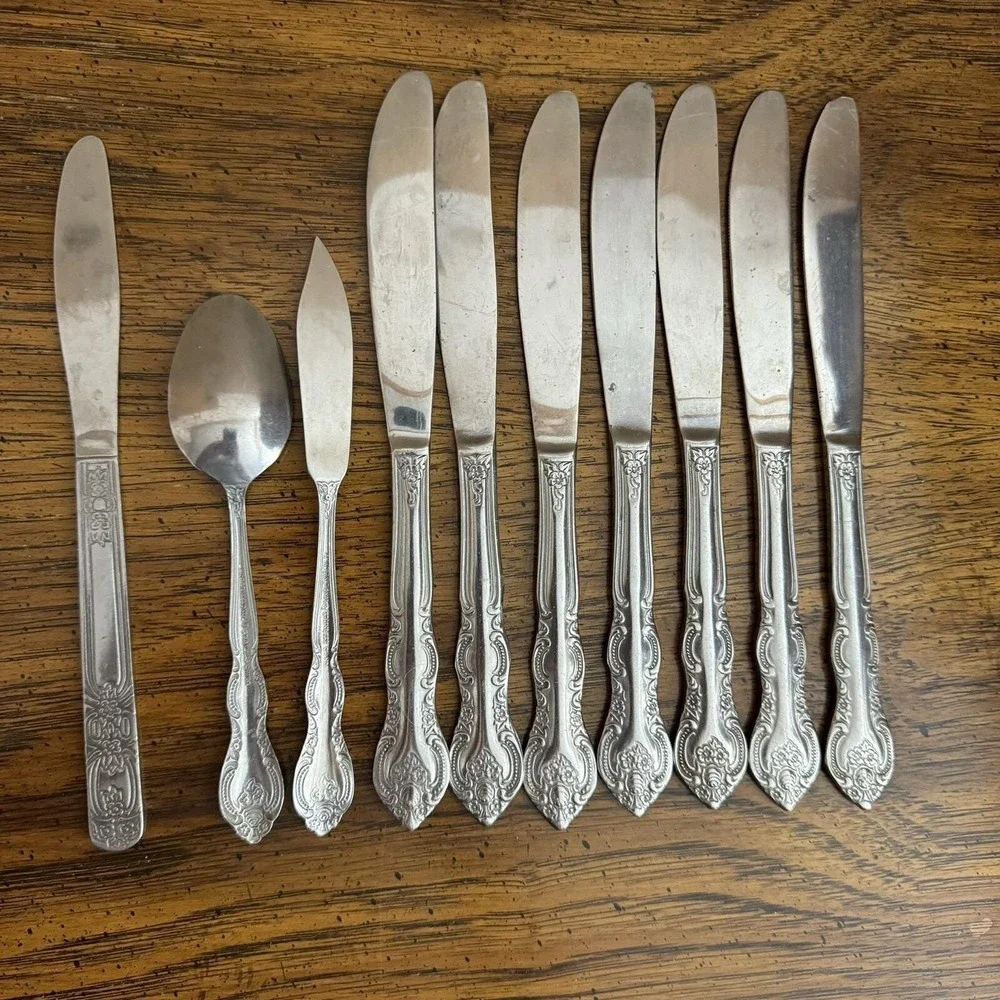 Lot International Stainless China Flatware Dinner‎ Knives Butter Spoon
